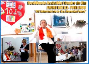 Aniversari de la Sra Devocin Ponce, 102 anys, a la residncia Jaume Batlle  Poble Nou